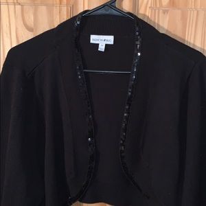 Fashion Bug black half sweater with shimmer trim